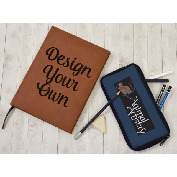 Custom Design - Leather Sketchbook - Large - Single Sided - In Context