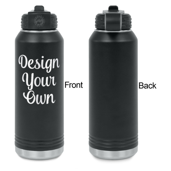 Custom Design - Laser Engraved Water Bottles - Front Engraving - Front & Back View