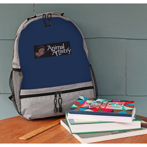 Custom Design - Large Backpack - Gray - On Desk