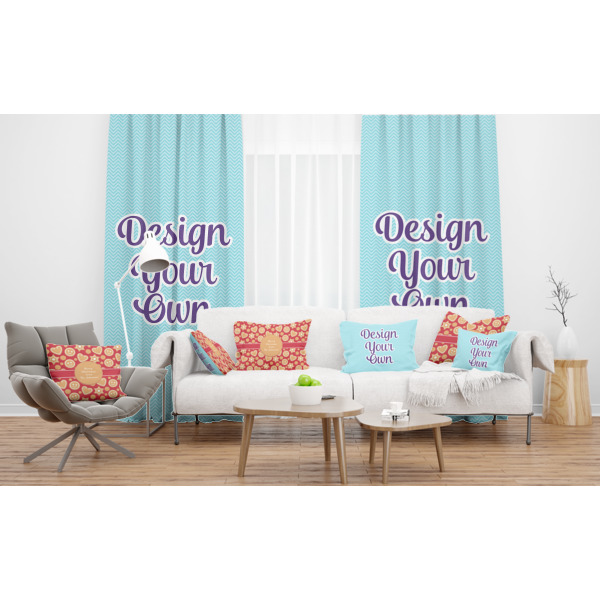 Custom Design - Sheer and Custom Curtains in Room with Matching Pillows