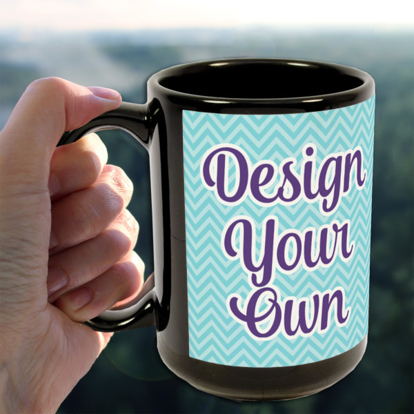 Custom Design - 15oz. Black Mug - Lifestyle