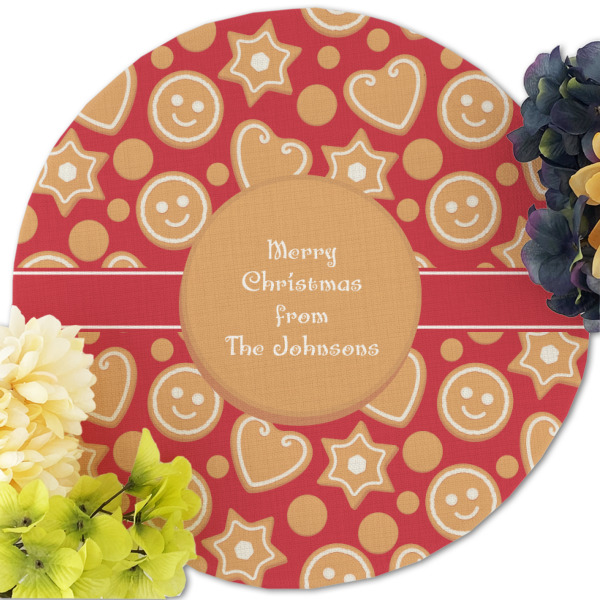 Custom Design - Round Linen Placemats - Front (w flowers)
