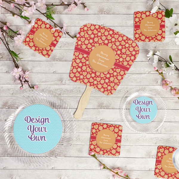 Custom Design - Party Supplies Combination Image - All items - Plates, Coasters, Fans