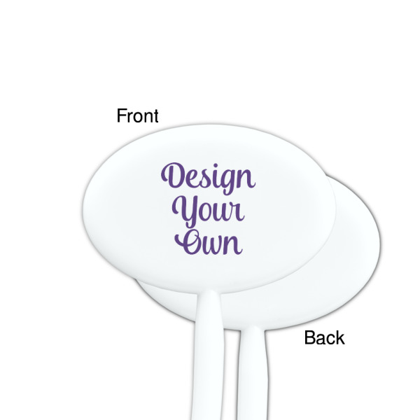 Custom Design - White Plastic 7" Stir Stick - Single Sided - Oval - Front & Back