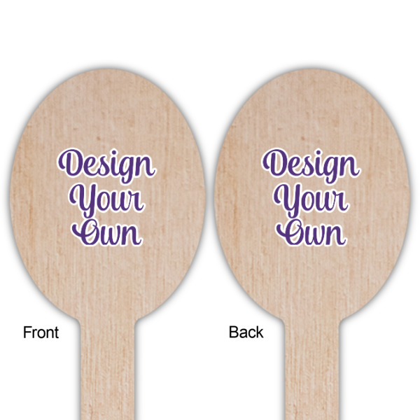 Custom Design - Wooden Food Pick - Oval - Double Sided - Front & Back