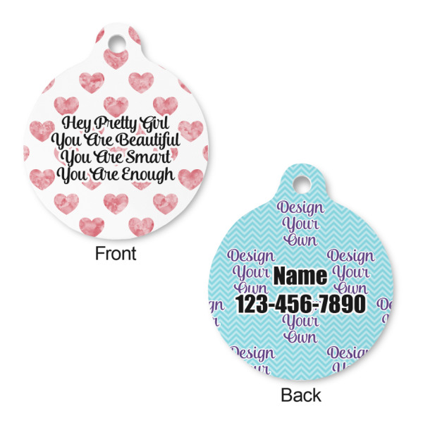 Custom Design - Round Pet ID Tag - Small - Front & Back View
