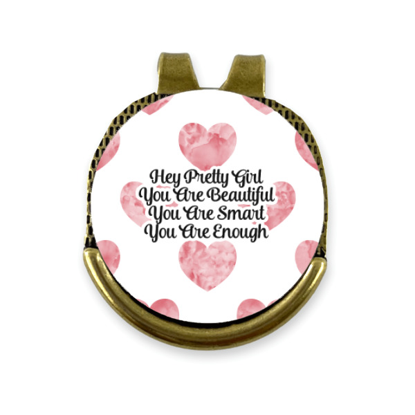 Custom Design - Golf Ball Marker Hat Clip Gold - Front