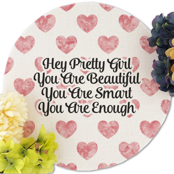 Custom Design - Round Linen Placemats - Front (w flowers)