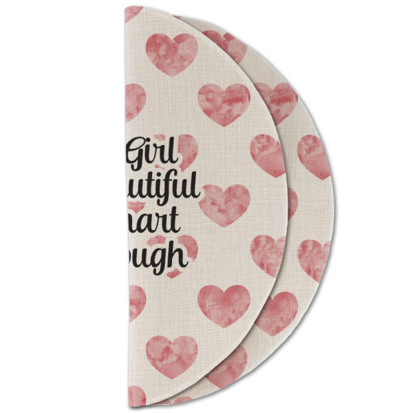 Custom Design - Round Linen Placemats - HALF FOLDED (double sided)