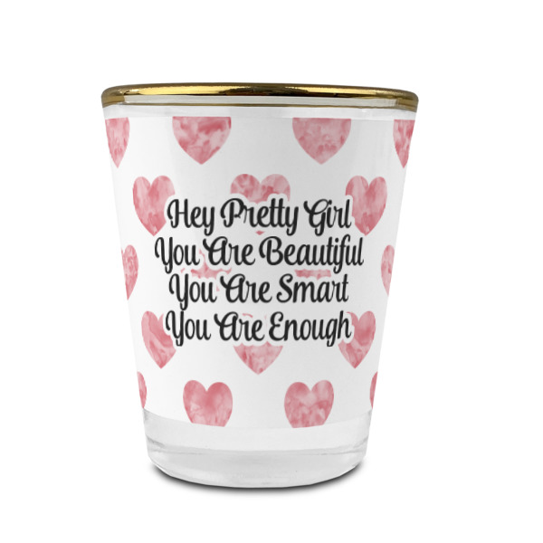 Custom Design - Glass Shot Glass - Gold Rim - Front