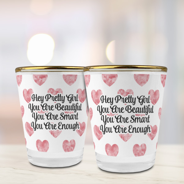 Custom Design - Glass Shot Glass - Gold Rim - Lifestyle