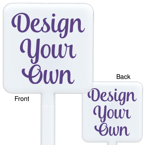 Custom Design - White Plastic Stir Stick - Double Sided - Front & Back
