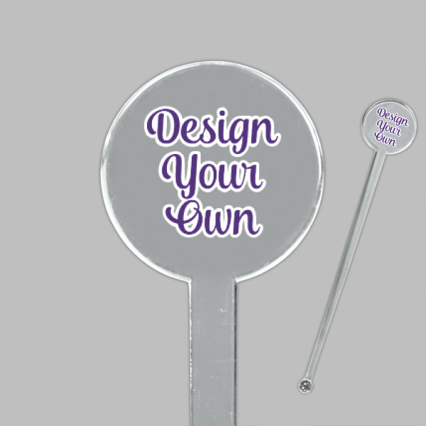 Custom Design - Clear Plastic 7" Stir Stick - Round - Closeup