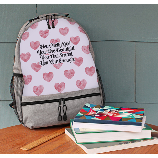 Custom Design - Large Backpack - Gray - On Desk