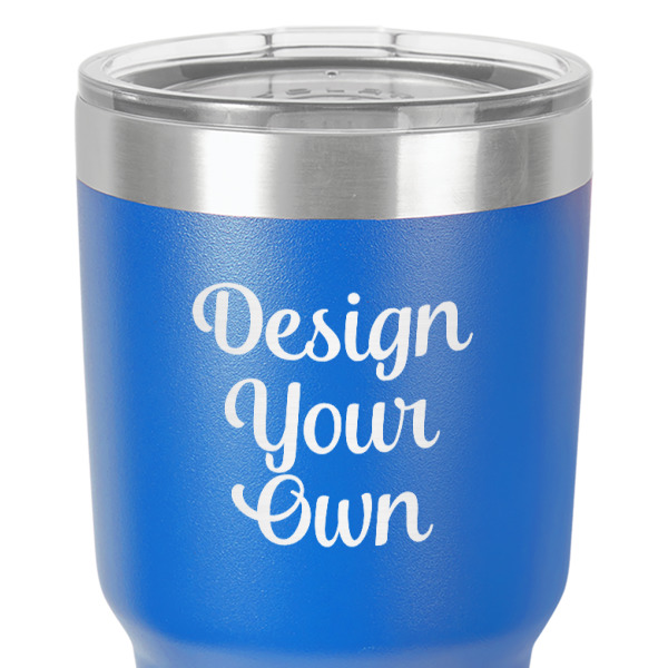 Custom Design - 30 oz Stainless Steel Ringneck Tumbler - Blue - Close Up