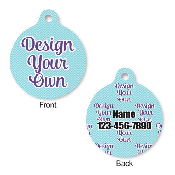 Custom Design - Round Pet ID Tag - Small - Front & Back View