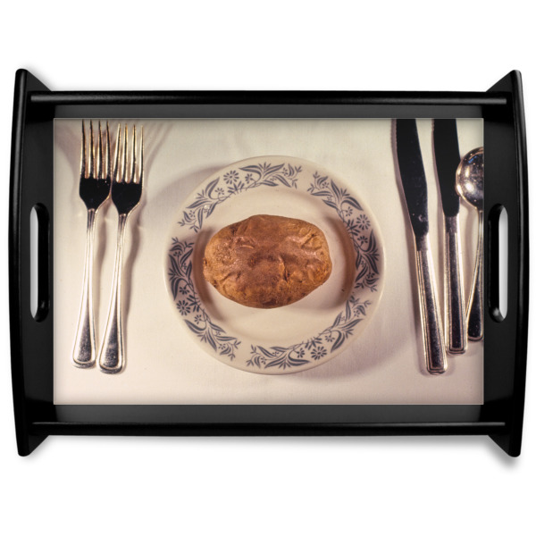 Custom Design Your Own Black Wooden Tray - Large