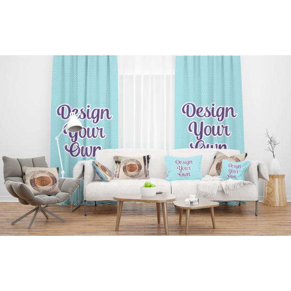 Custom Design - Sheer and Custom Curtains in Room with Matching Pillows