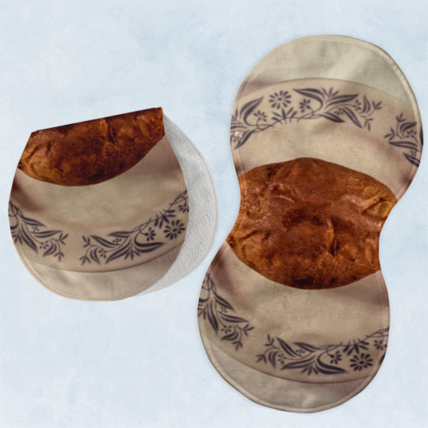 Custom Design - Two Peanut Shaped Burps - Open and Folded