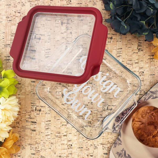Custom Design - Glass Cake Dish - 8"x8" - Lifestyle