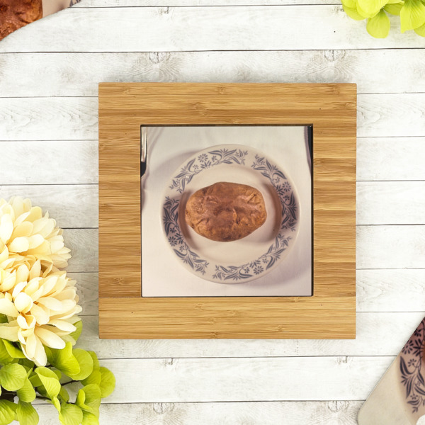 Custom Design - Bamboo Trivet with 6" Tile - LIFESTYLE