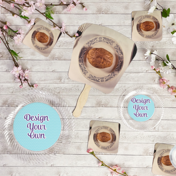 Custom Design - Party Supplies Combination Image - All items - Plates, Coasters, Fans