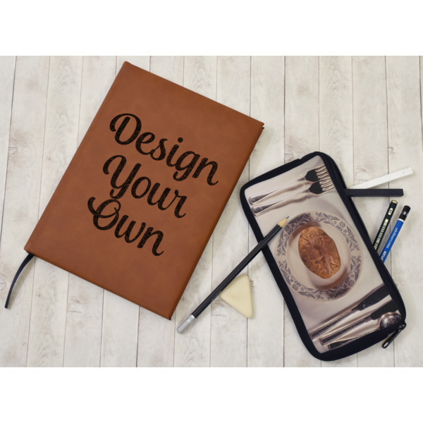 Custom Design - Leather Sketchbook - Large - Single Sided - In Context