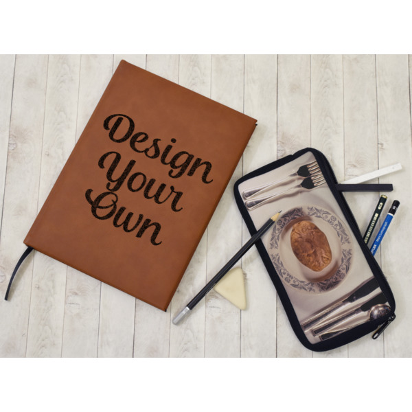Custom Design - Leather Sketchbook - Small - Single Sided - In Context