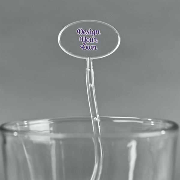 Custom Design - Clear Plastic 7" Stir Stick - Oval - Main