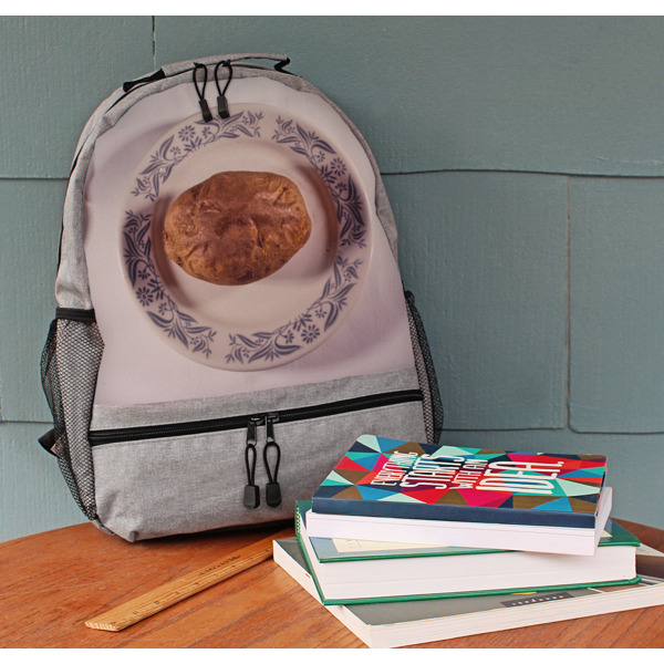 Custom Design - Large Backpack - Gray - On Desk