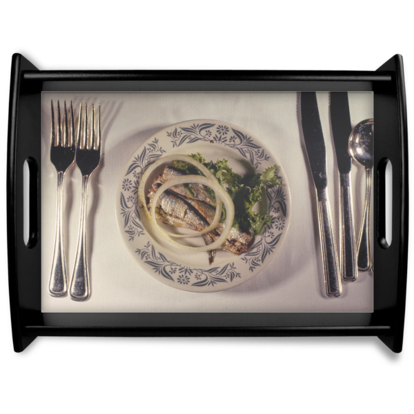 Custom Design Your Own Black Wooden Tray - Large
