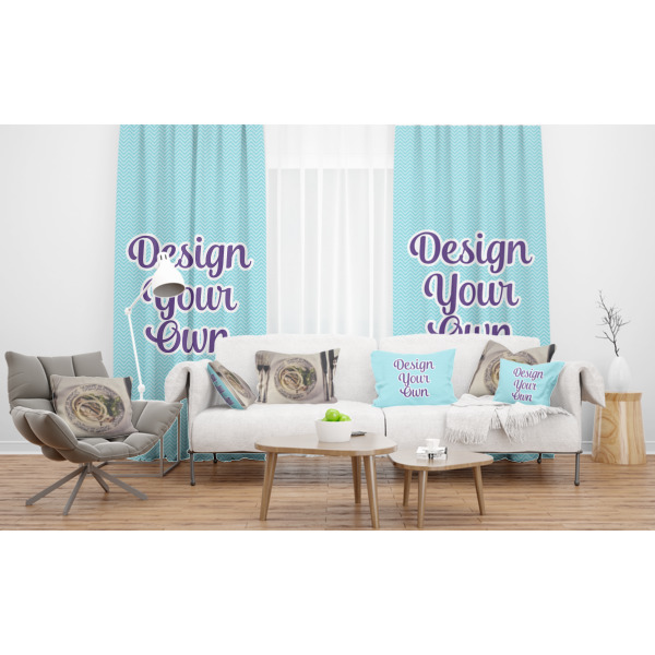 Custom Design - Sheer and Custom Curtains in Room with Matching Pillows