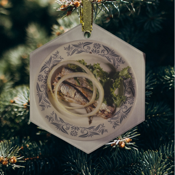 Custom Design - Frosted Glass Ornament - Hexagon (Lifestyle)