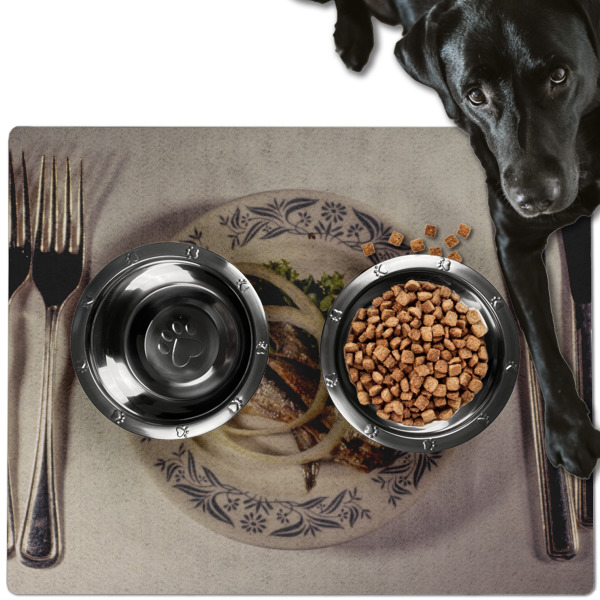Custom Design - Dog Food Mat - Large LIFESTYLE