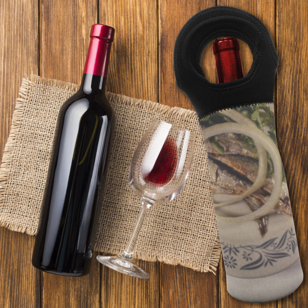 Custom Design - Wine Tote Bag - On Table