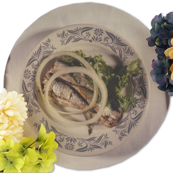 Custom Design - Round Linen Placemats - Front (w flowers)