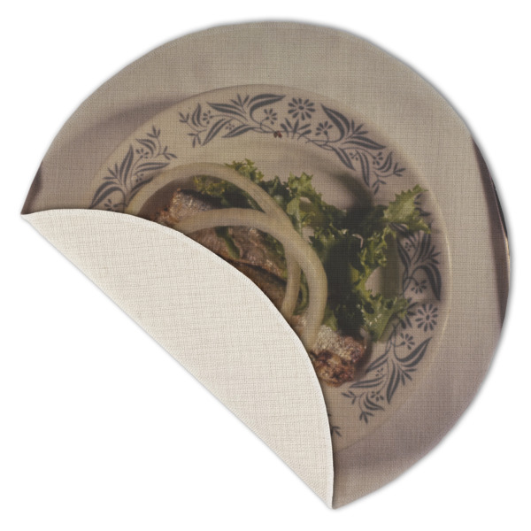 Custom Design - Round Linen Placemats - Front (folded corner single sided)