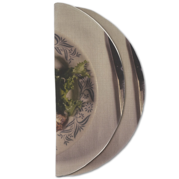 Custom Design - Round Linen Placemats - HALF FOLDED (double sided)