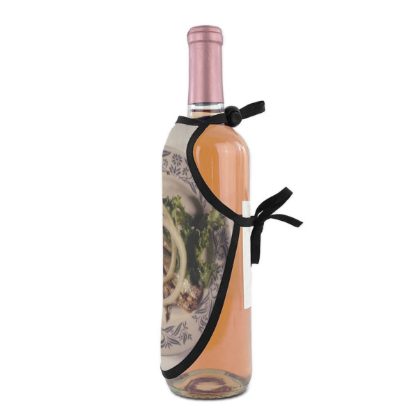 Custom Design - Wine Bottle Apron - DETAIL WITH CLIP ON NECK