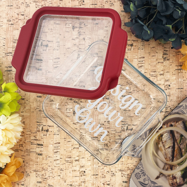 Custom Design - Glass Cake Dish - 8"x8" - Lifestyle