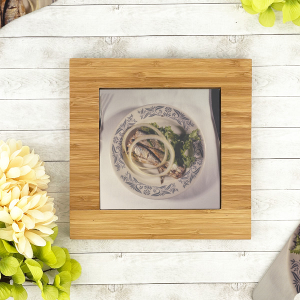 Custom Design - Bamboo Trivet with 6" Tile - LIFESTYLE