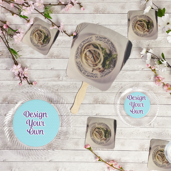 Custom Design - Party Supplies Combination Image - All items - Plates, Coasters, Fans