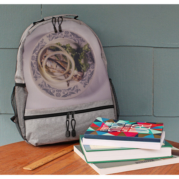 Custom Design - Large Backpack - Gray - On Desk
