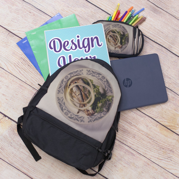 Custom Design - Large Backpack - Black - With Stuff