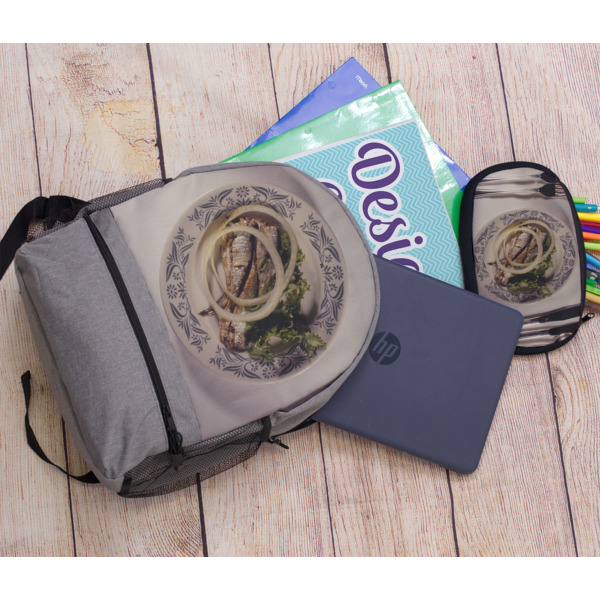 Custom Design - Large Backpack - Gray - With Stuff