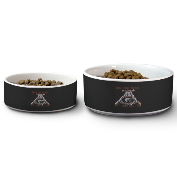 Custom Design - Ceramic Dog Bowls - Size Comparison