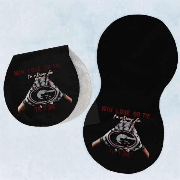 Custom Design - Two Peanut Shaped Burps - Open and Folded