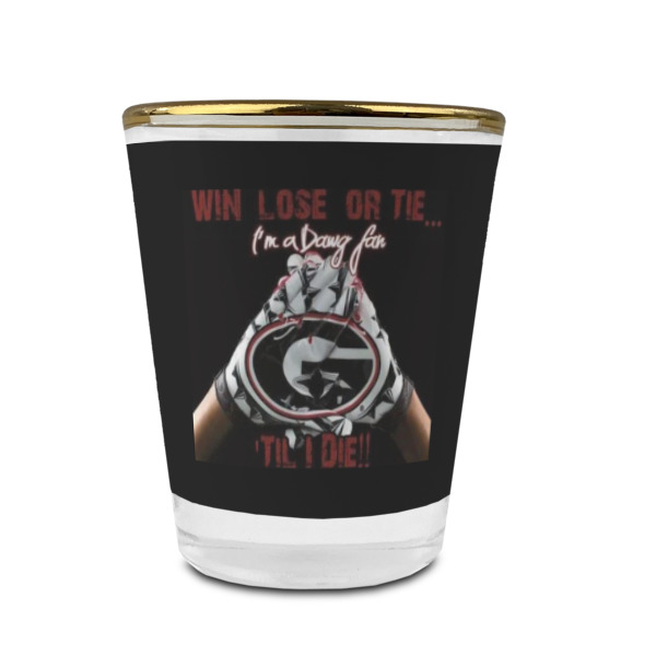 Custom Design - Glass Shot Glass - Gold Rim - Front