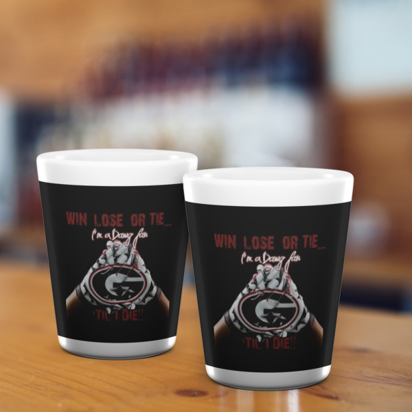 Custom Design - Ceramic Shot Glass - White - Lifestyle