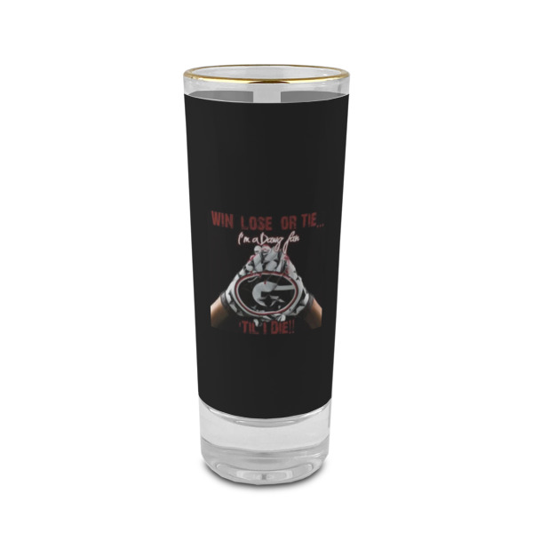 Custom Design Your Own 2 oz Shot Glass - Glass with Gold Rim